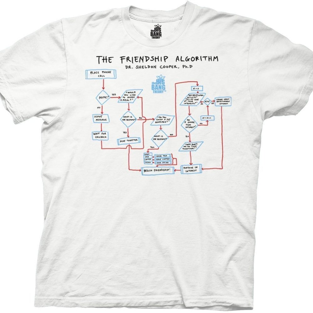 The Big Bang Theory The Friendship Algorithm by Sheldon Cooper Tee Shirt Medium